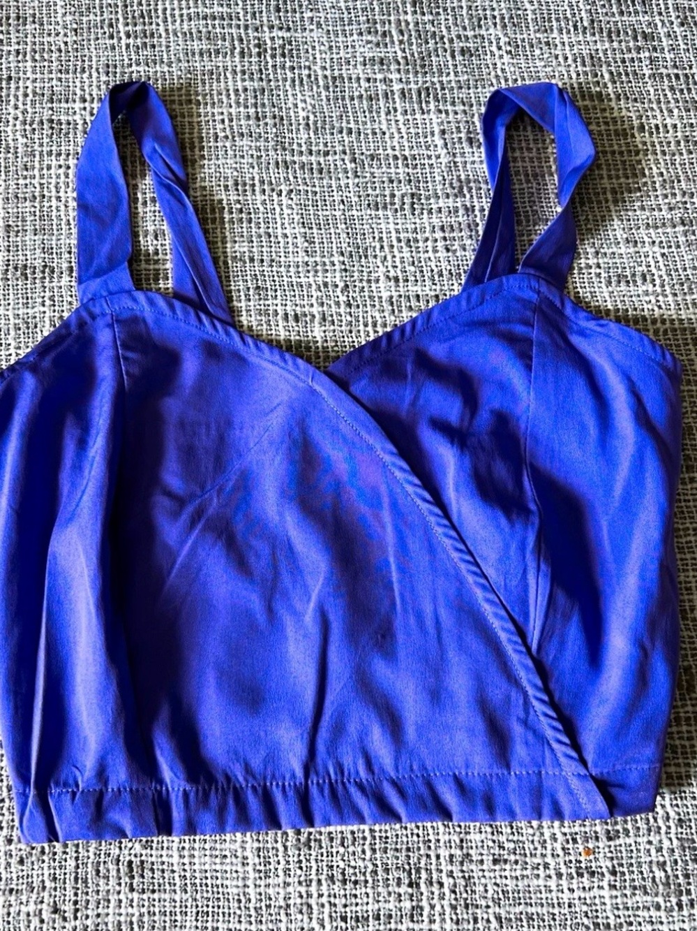 Wrap-Front Cropped Tank Top in Cobalt Blue